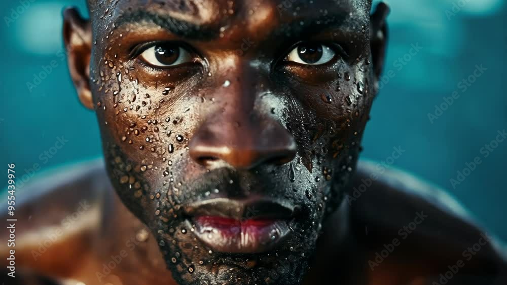 Intense close-up of a focused athlete preparing for competition in a training session