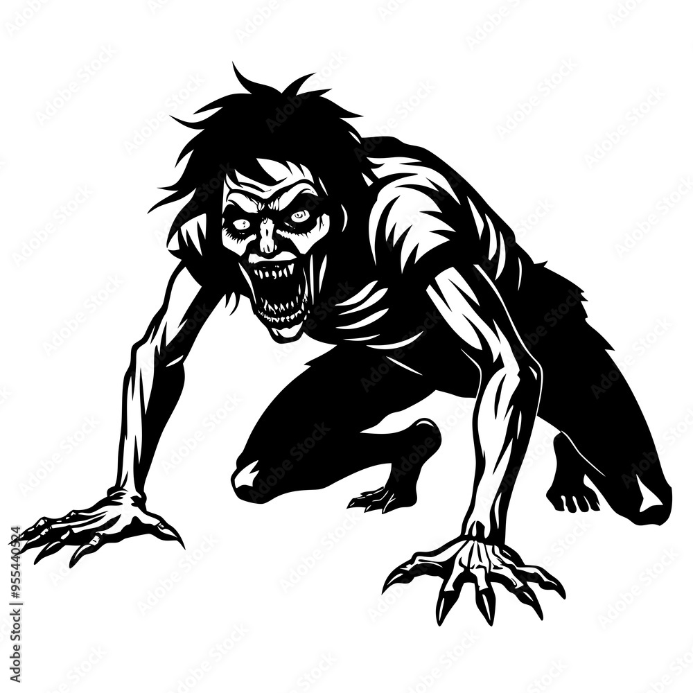 Obraz premium Creepy Zombie Crawl Vector Art Illustration