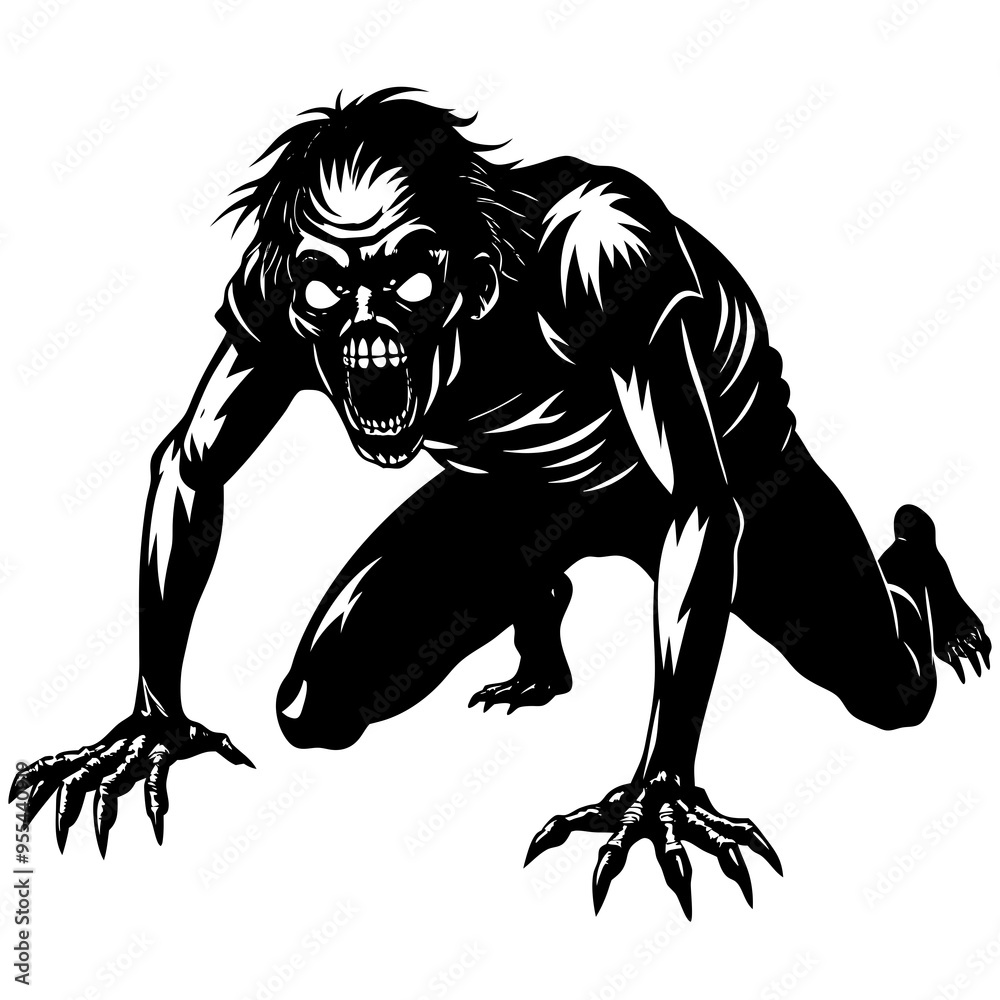 Creepy Zombie Crawl Vector Art Illustration Creepy Zombie Crawl Vector Art Illustration
