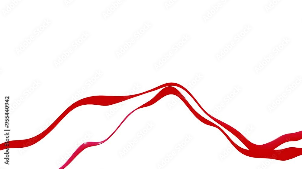 red glossy tape deforms on white background. 3d render looped animation red glossy tape deforms on white background. 3d render looped animation