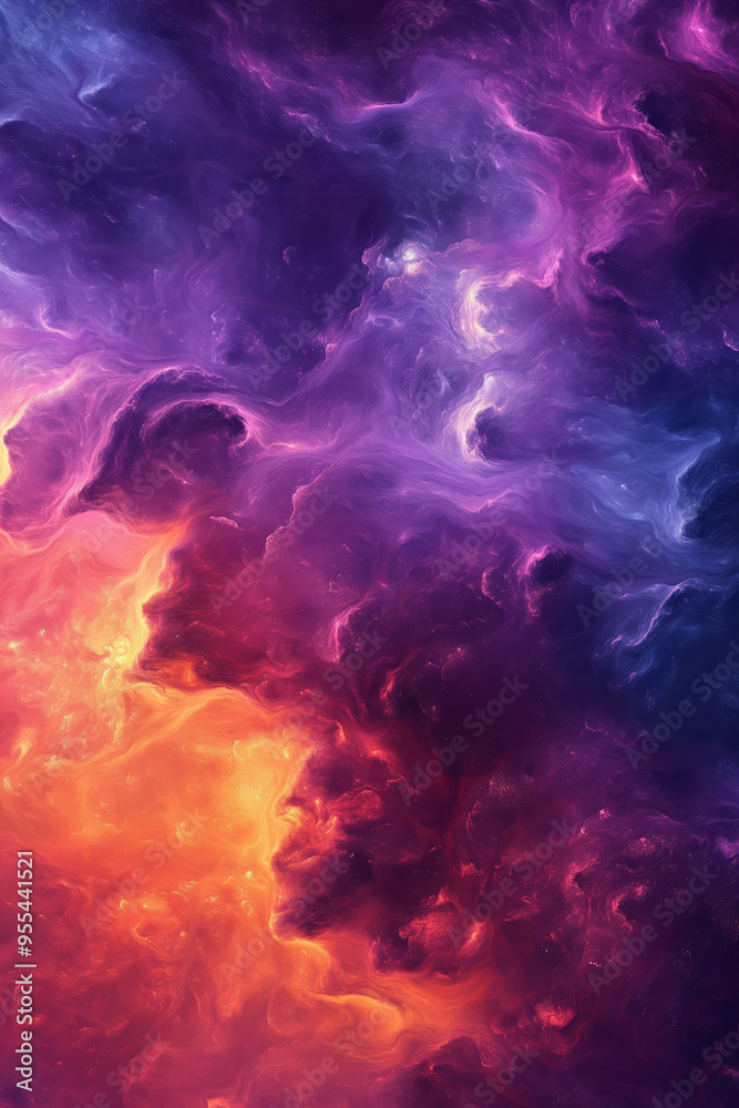 Fototapeta premium Colorful Nebula Space Background in Blue and Orange Hues Abstract Cosmic Art