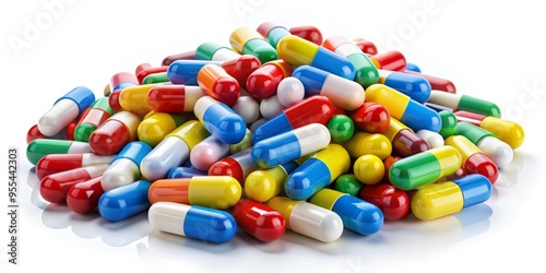 A Pile of Colorful Pills, 3D Illustration, Medicine, Healthcare, Pills, Capsules, Drugs