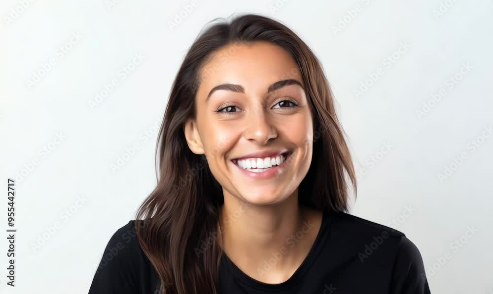 Portrait of a beautiful young woman smiling on a white background. Portrait of a beautiful young woman smiling on a white background.