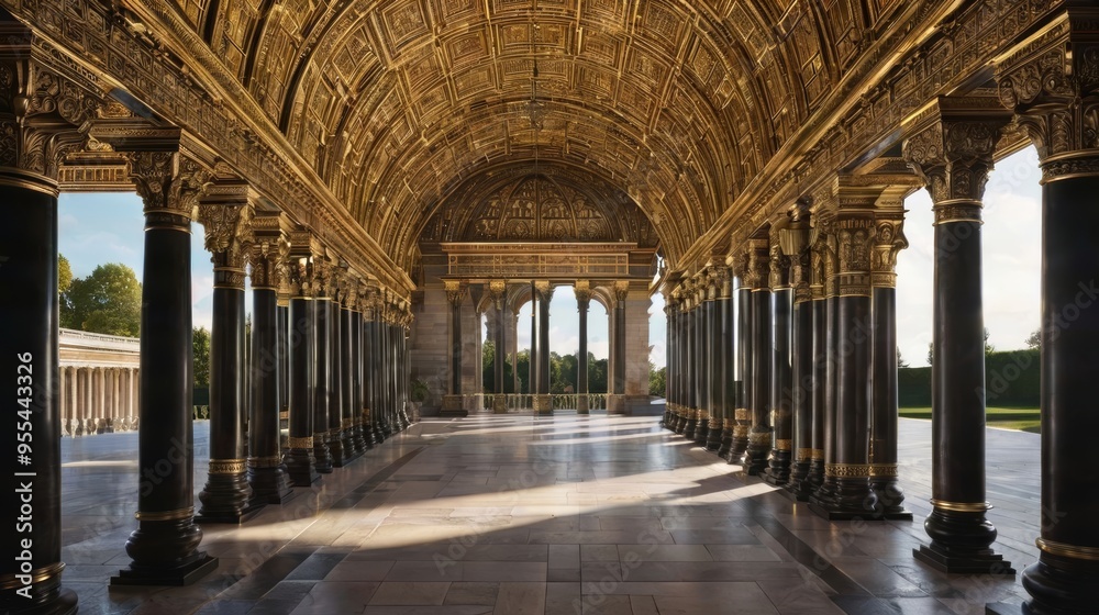 Fototapeta premium Elegant Hallway With Columns and Arches