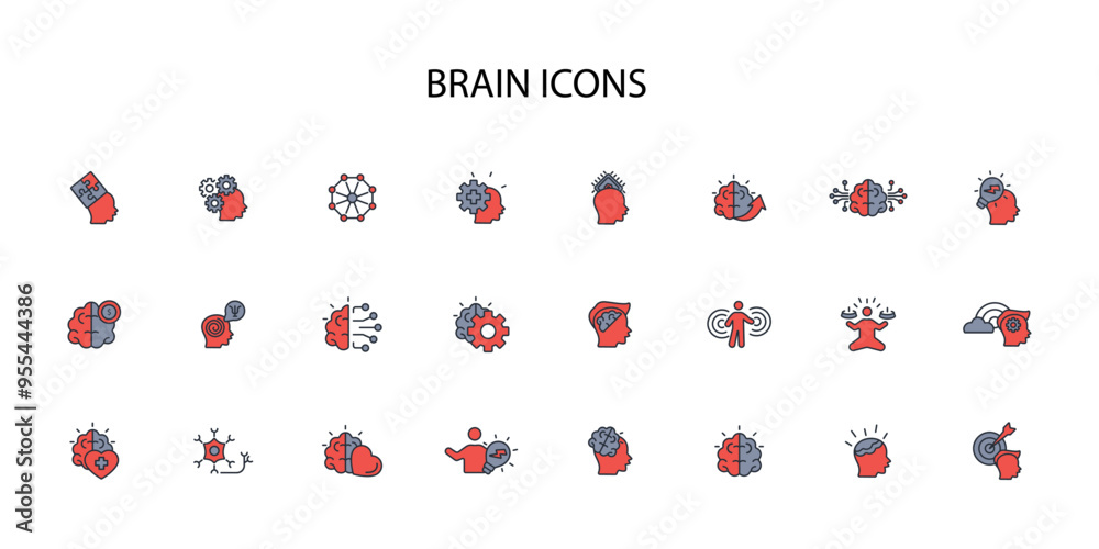 Brain icon set.vector.Editable stroke.linear style sign for use web design,logo.Symbol illustration. Brain icon set.vector.Editable stroke.linear style sign for use web design,logo.Symbol illustration.