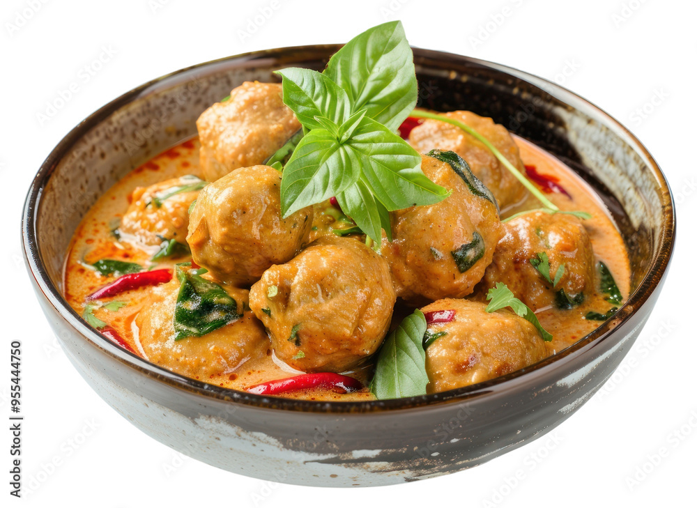 PNG Thai turkey meatball in coconut curry food food presentation. PNG Thai turkey meatball in coconut curry food food presentation.