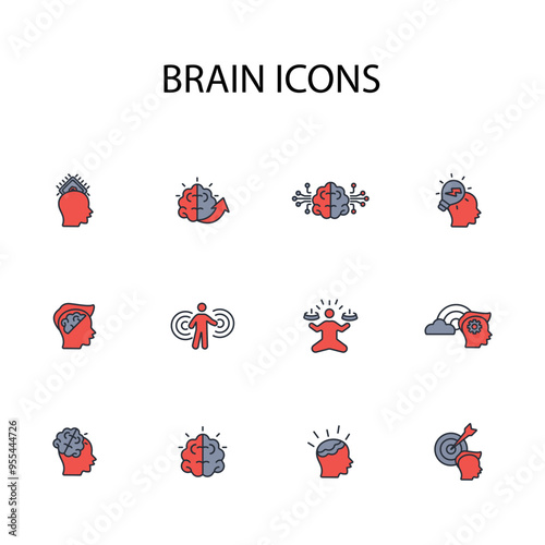 Brain icon set.vector.Editable stroke.linear style sign for use web design,logo.Symbol illustration.