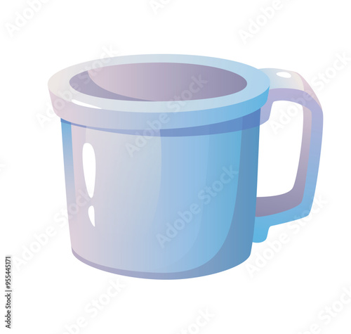 Blue and purple gradient cup flat vector illustration Kitchen tableware for drinks and beverages Perfect for home office and restaurant use