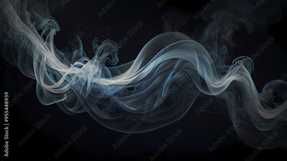 Abstract smoke wisps flowing gracefully across a dark background, creating an ethereal and mystical atmosphere Abstract smoke wisps flowing gracefully across a dark background, creating an ethereal and mystical atmosphere