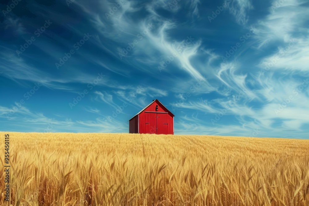 Granary in the middle of a wheat field