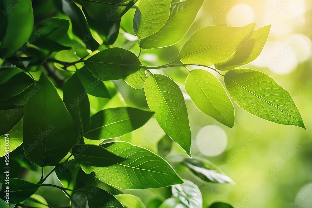 Vivid green leaves illuminated by sunlight, displaying the natural beauty and serenity of plant life up close. Vivid green leaves illuminated by sunlight, displaying the natural beauty and serenity of plant life up close.