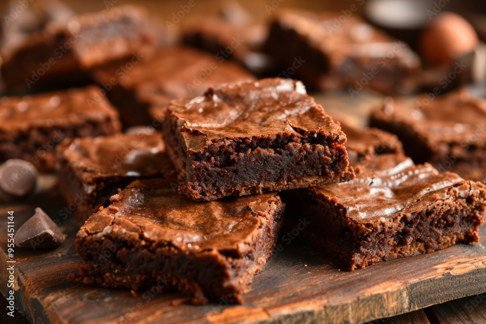 A batch of rich, fudgy chocolate brownies with a shiny crust, freshly cut and ready to enjoy. A batch of rich, fudgy chocolate brownies with a shiny crust, freshly cut and ready to enjoy.