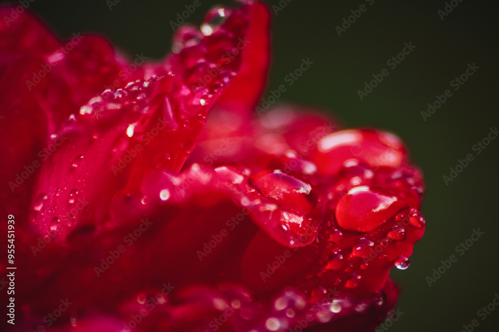 water drops on red flower water drops on red flower