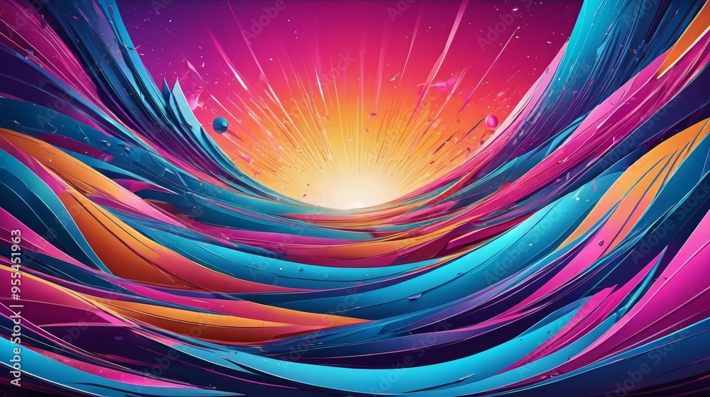 Fototapeta premium Vibrant Design Displayed on Computer Screen