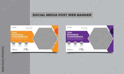 Business conference social media post web banner design.