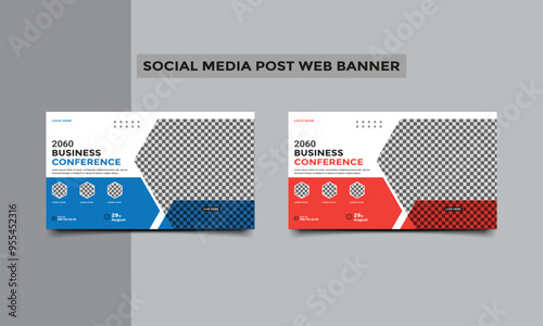 Business conference social media post web banner design.