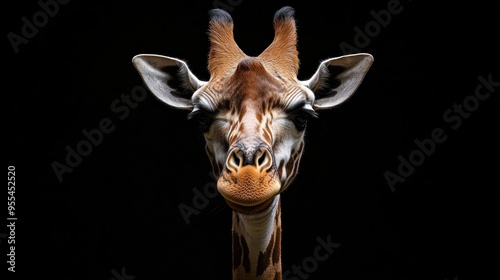 A Close-Up Portrait of a Giraffe