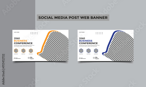 Business conference social media post web banner design.