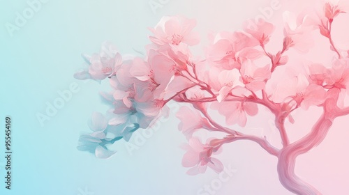 A pink and blue tree with pink flowers