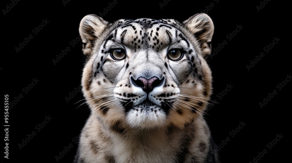 Fototapeta premium Close-up Portrait of a Snow Leopard with Intriguing Gaze