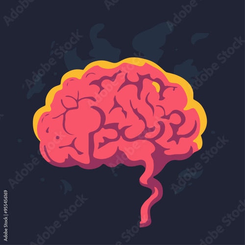 Brain inflammation. Mental health problems. Stressed brain. Medical vector illustration
