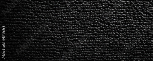 Black close-up of monochrome carpet texture background from above. Texture tight weave carpet blank empty pattern with copy space for product  photo