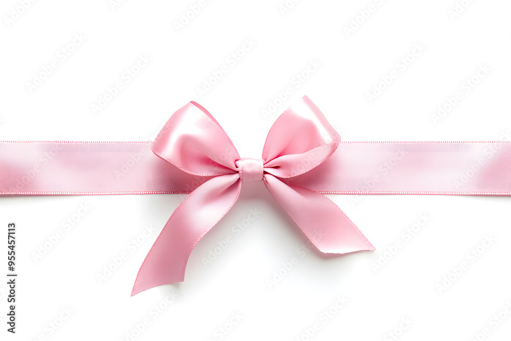 Pink satin ribbon with bow isoloted on white background Pink satin ribbon with bow isoloted on white background