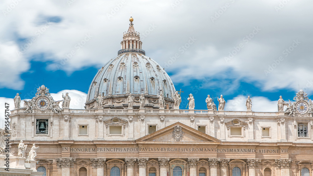Top of Basilica di San Pietro timelapse in the Vatican City, Rome, Italy Top of Basilica di San Pietro timelapse in the Vatican City, Rome, Italy