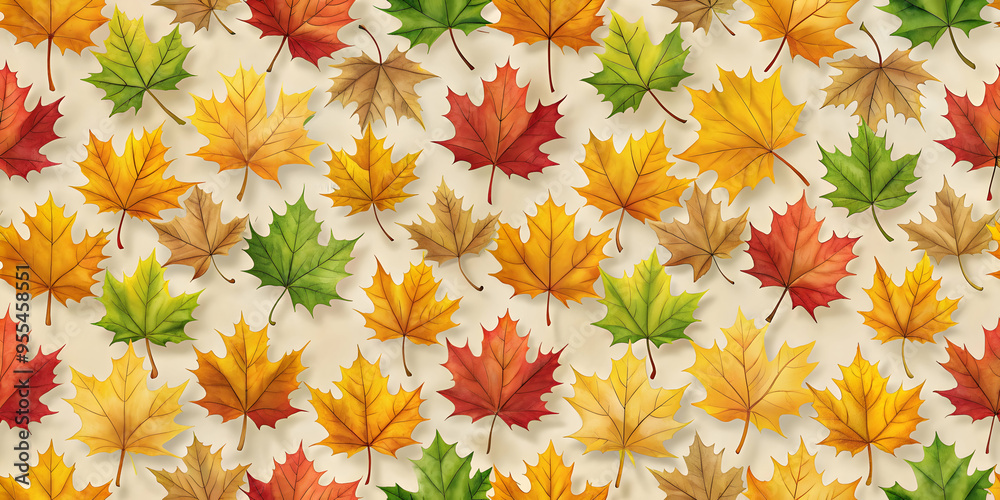 Autumn's Embrace: A Watercolor Tapestry of Maple Leaves Autumn's Embrace: A Watercolor Tapestry of Maple Leaves
