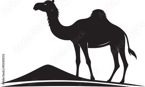 Desert camel animal Silhouette isolated on white background Minimalist camel vector illustration