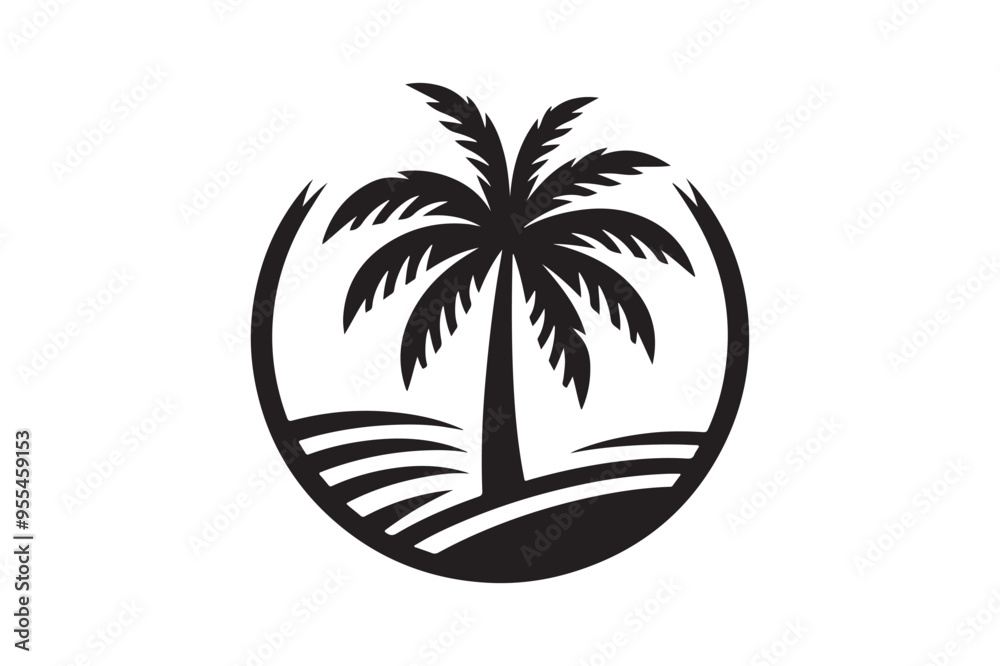 Fototapeta premium Palm tree silhouette vector illustration style