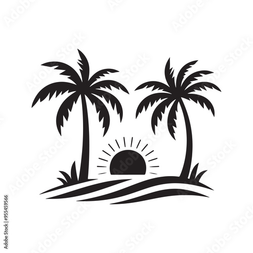 Palm tree silhouette vector illustration style