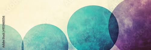 Abstract banner design featuring retro geometric circles with film noise effect in vibrant colors