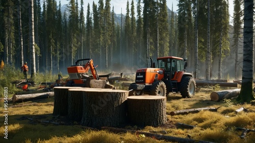 Two Tractors Resting in Grass