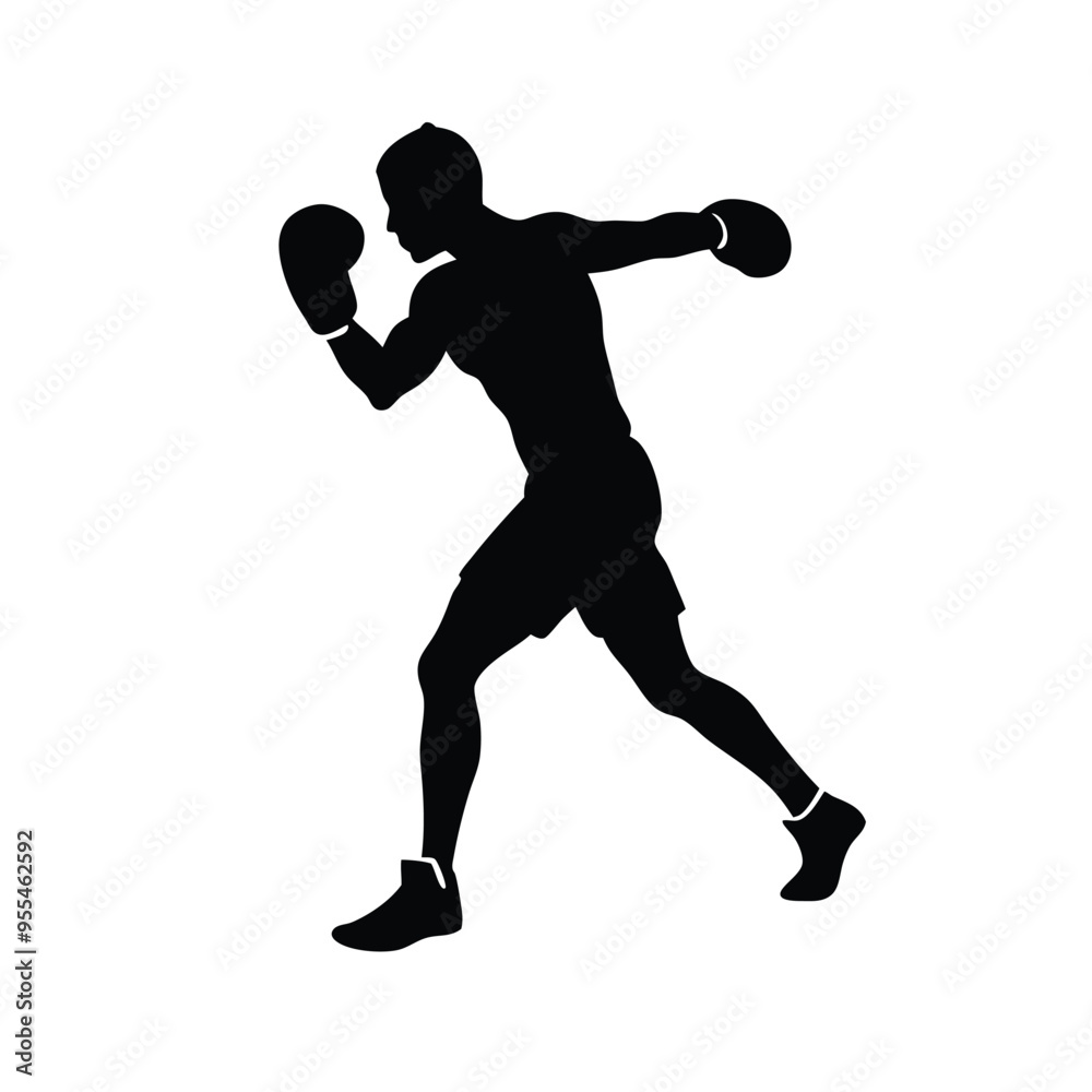 male boxing player pose vector silhouette, isolated white background male boxing player pose vector silhouette, isolated white background