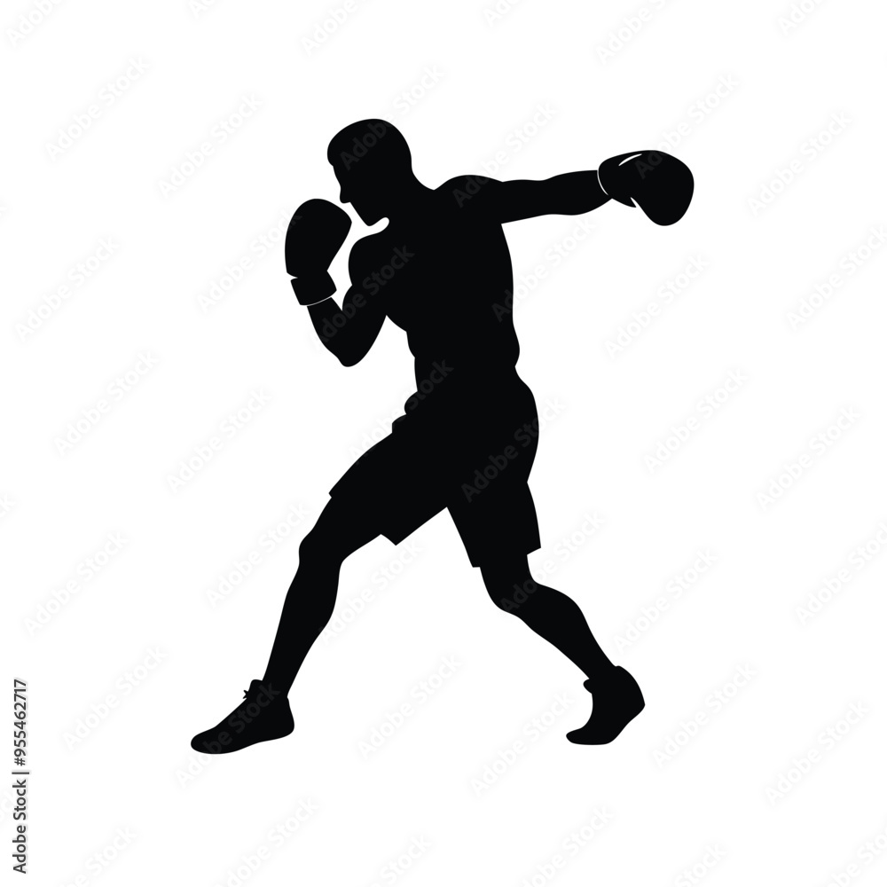 male boxing player pose vector silhouette, isolated white background male boxing player pose vector silhouette, isolated white background