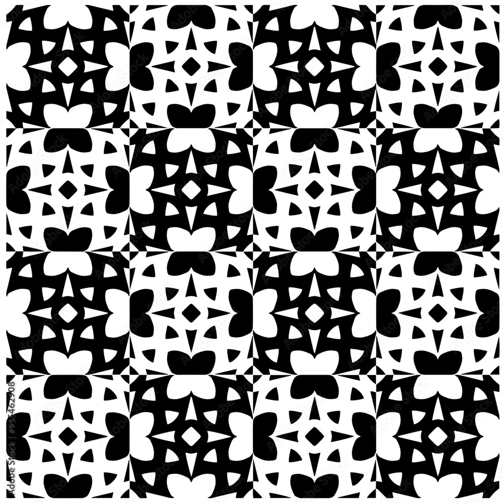 Vector monochrome pattern, Abstract texture for fabric print, card, table cloth, furniture, banner, cover, invitation, decoration, wrapping.Seamless repeating pattern.Black and white color.