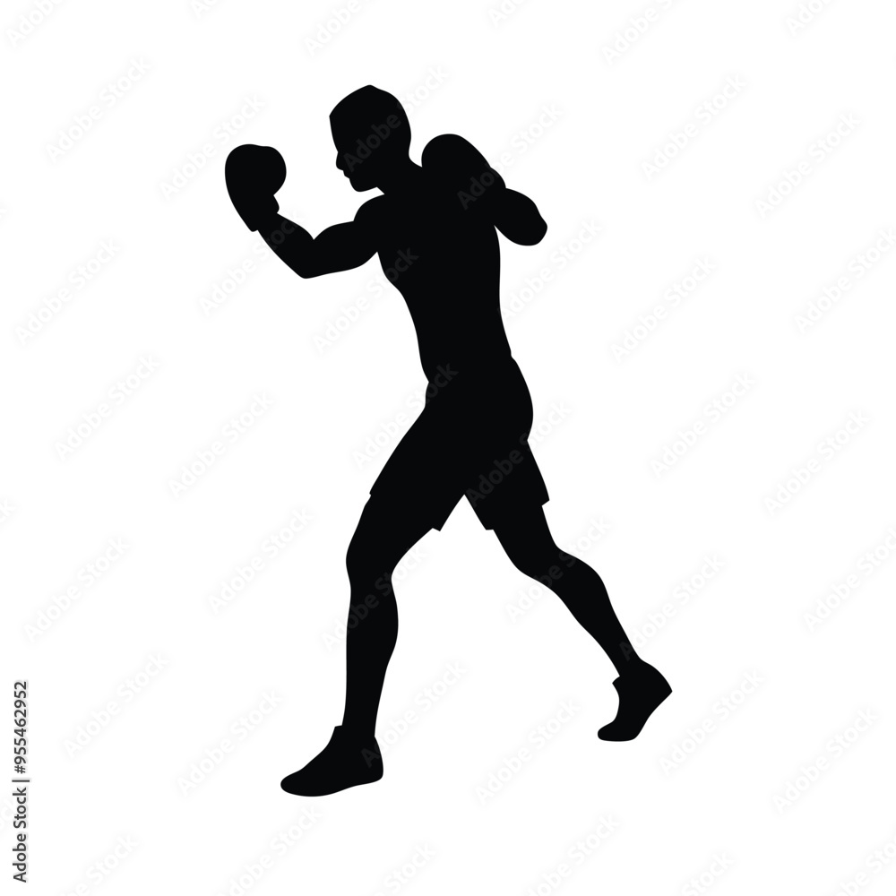 male boxing player pose vector silhouette, isolated white background male boxing player pose vector silhouette, isolated white background