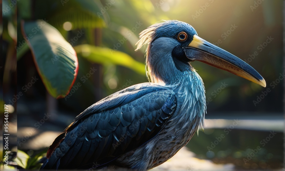 Fototapeta premium Majestic Shoebill Stork by the Shore