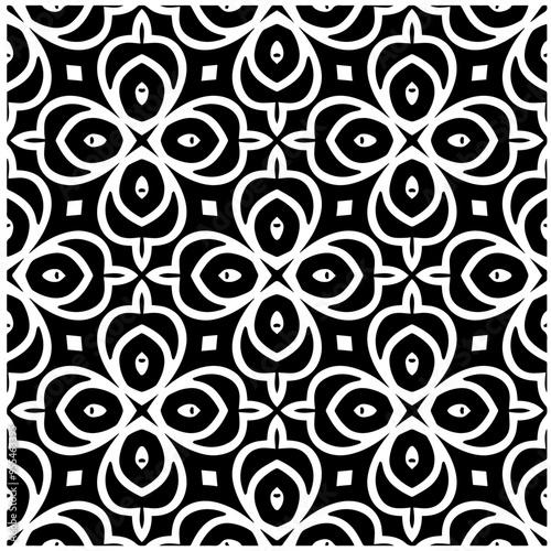 Vector monochrome pattern, Abstract texture for fabric print, card, table cloth, furniture, banner, cover, invitation, decoration, wrapping.Seamless repeating pattern.Black and white color.