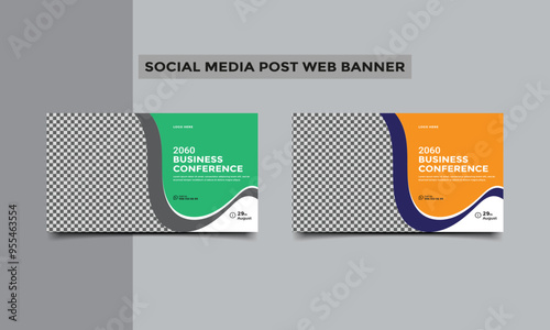 Business conference social media post web banner design.