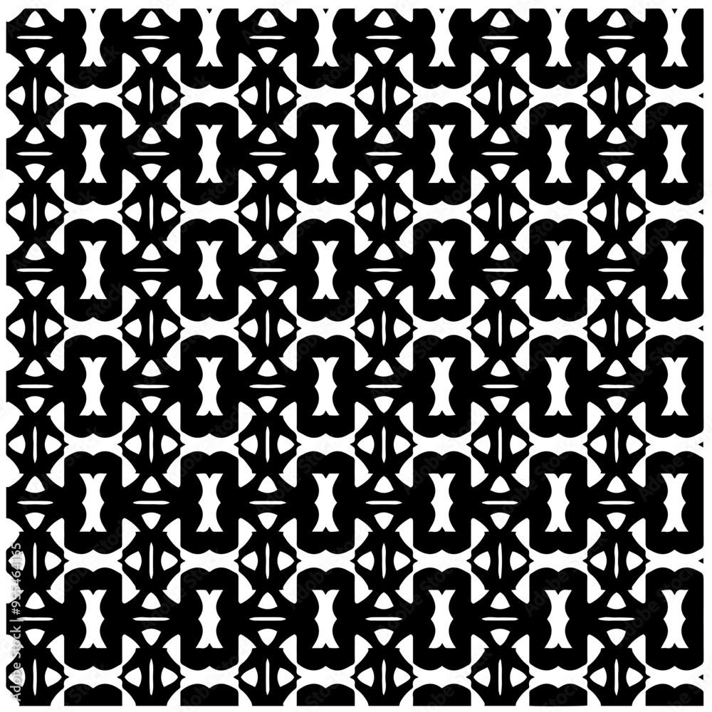 Vector monochrome pattern, Abstract texture for fabric print, card, table cloth, furniture, banner, cover, invitation, decoration, wrapping.Seamless repeating pattern.Black and white color.