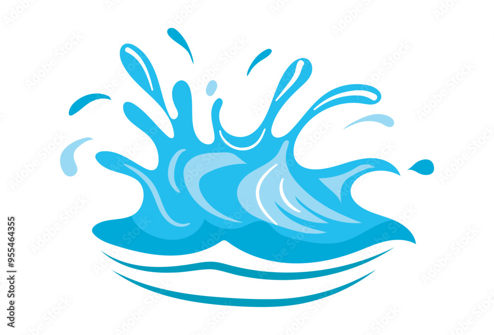 Fototapeta premium Water splash flat vector illustration showing a dynamic and energetic blue splash vibrant and stylized vector illustration emphasizing movement