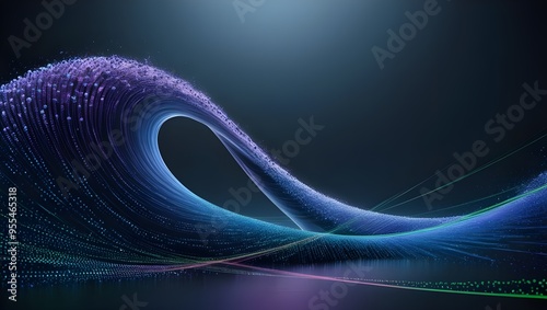 Digital Wave with Dots and Particles, Abstract Dynamic Wave Background, Technology or Science Banner