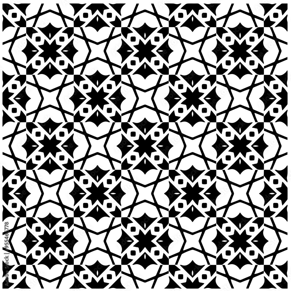 Vector monochrome pattern, Abstract texture for fabric print, card, table cloth, furniture, banner, cover, invitation, decoration, wrapping.Seamless repeating pattern.Black and white color. Vector monochrome pattern, Abstract texture for fabric print, card, table cloth, furniture, banner, cover, invitation, decoration, wrapping.Seamless repeating pattern.Black and white color.