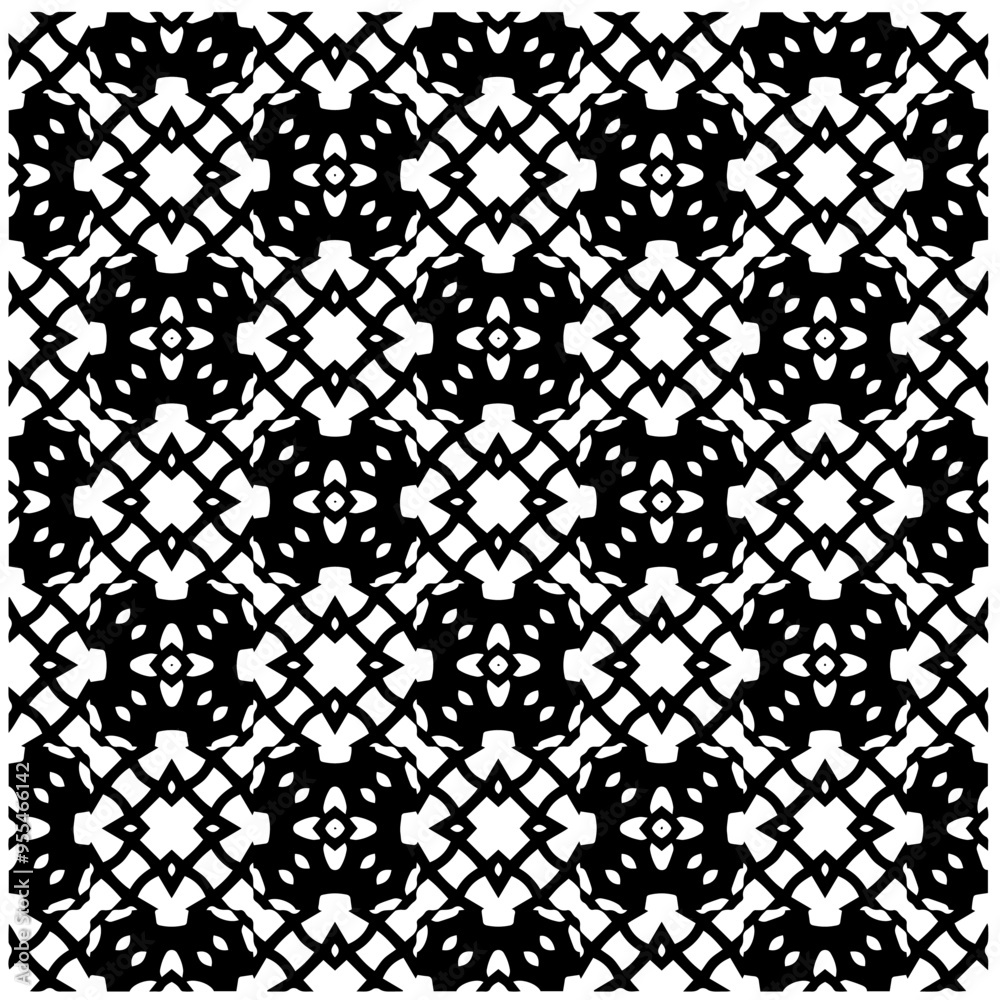 Vector monochrome pattern, Abstract texture for fabric print, card, table cloth, furniture, banner, cover, invitation, decoration, wrapping.Seamless repeating pattern.Black and white color. Vector monochrome pattern, Abstract texture for fabric print, card, table cloth, furniture, banner, cover, invitation, decoration, wrapping.Seamless repeating pattern.Black and white color.