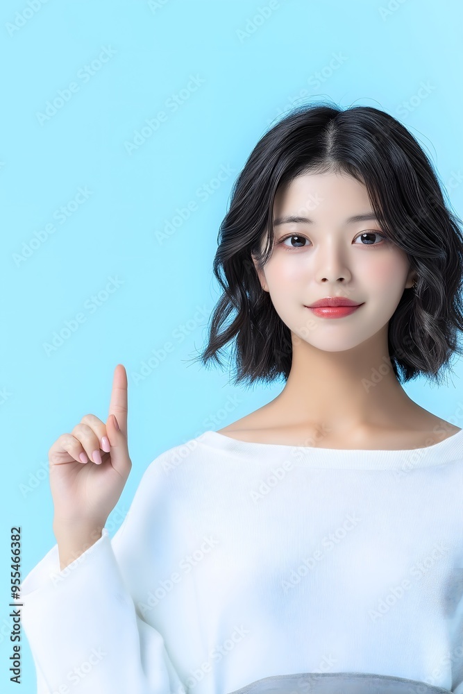 An Asian beauty model gesturing against an isolated background, perfect for a business or commercial wallpaper with blank space for writing. An Asian beauty model gesturing against an isolated background, perfect for a business or commercial wallpaper with blank space for writing.