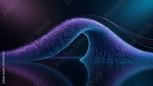 Digital Wave with Dots and Particles, Abstract Dynamic Wave Background, Technology or Science Banner