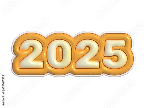 2025 New Year 3D numbers for greeting cards, banners or posters vector illustration.
