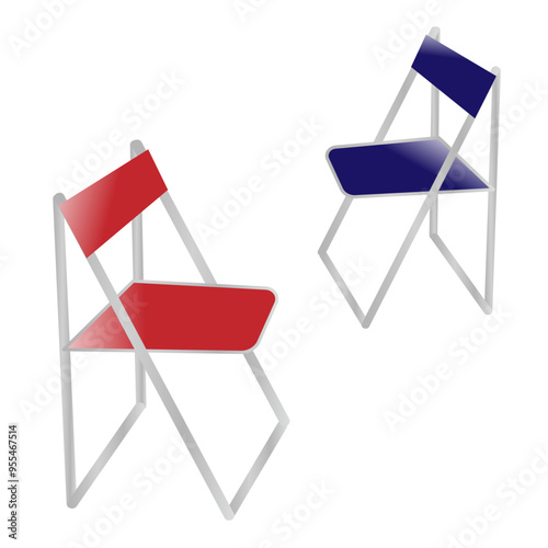 Basic folding chairs on white background.